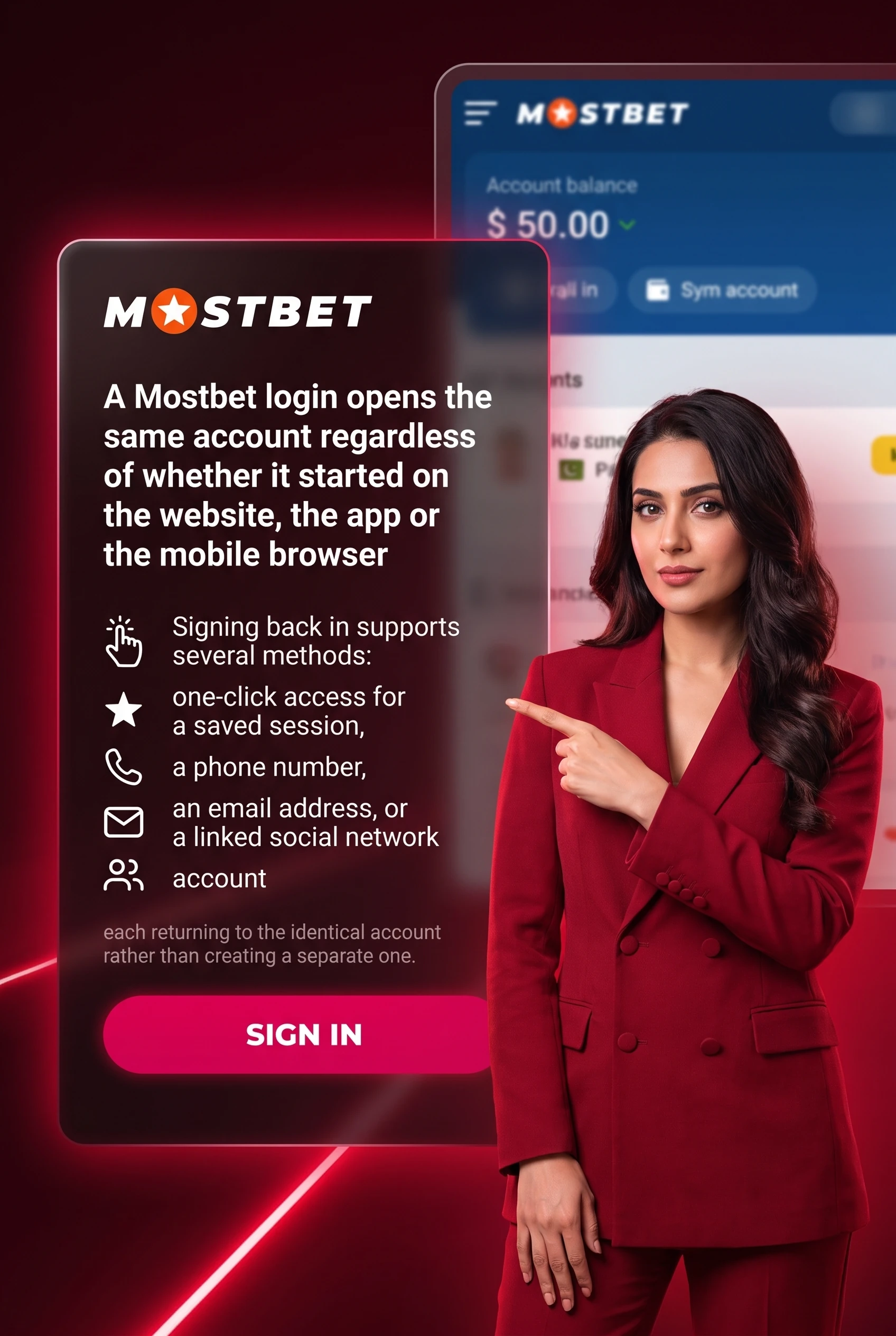 Logging in to a Mostbet account